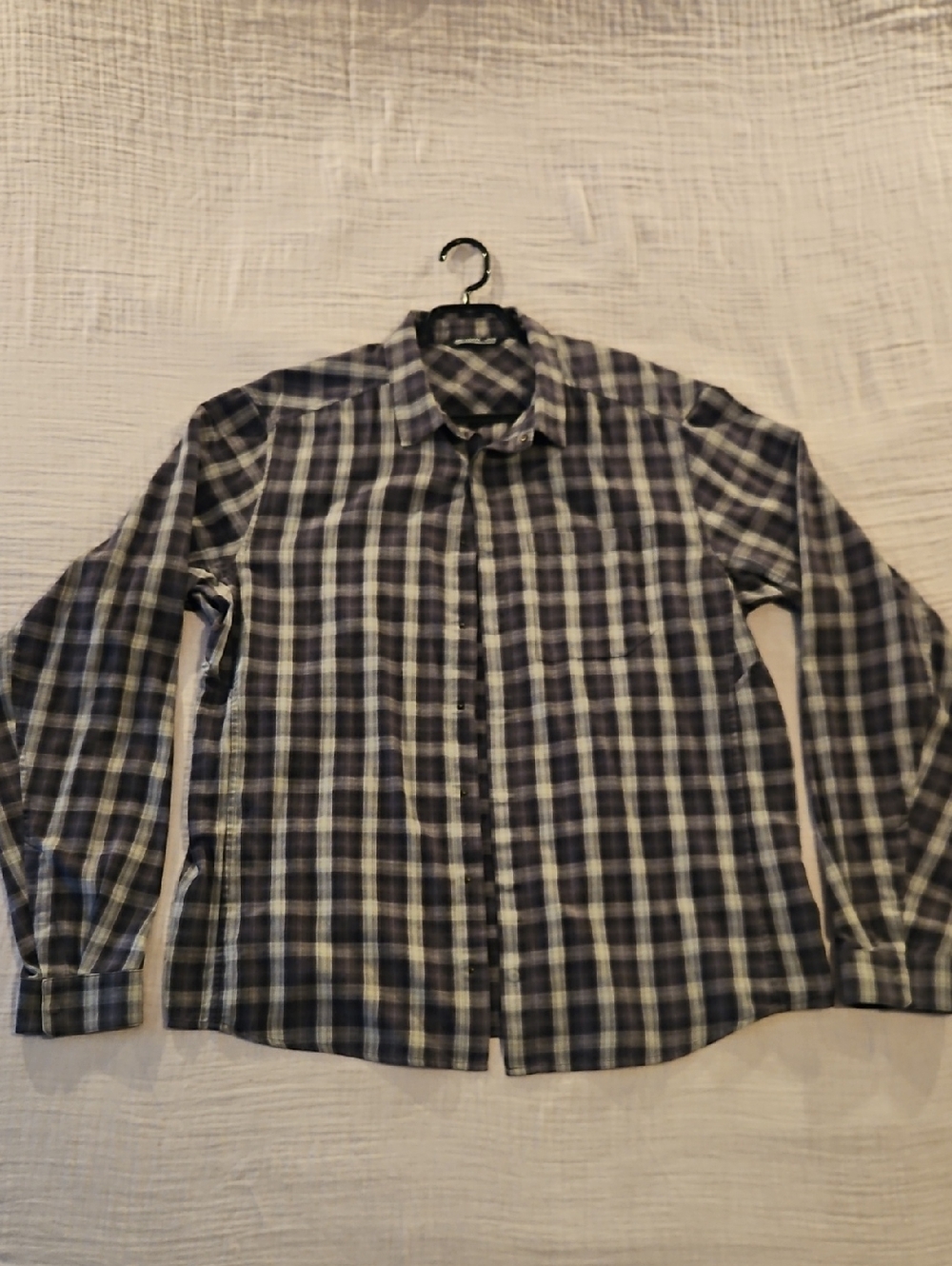 Arc'teryx Bernal Long Sleeve Plaid Snap Button Shirt Men's XL Black & Grey